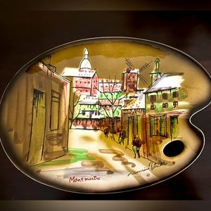 Vintage montmartre ceramic plate artist pallet